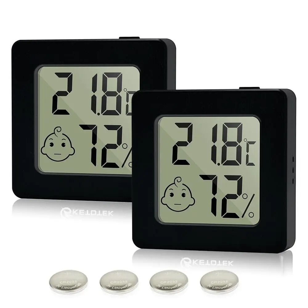 Mini Hygrometer Indoor Thermometers Humidity Meter 2 Pack Humidity Meters Gauge Digital Room Thermometer Hygrometer for Humidors Greenhouse Cellar Office