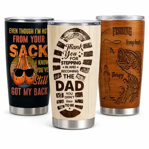 "Thank You For Stepping In" Step Dad 20oz Tumbler | Meaningful Bonus Dad Father's Day Gift from Daughter Son, Vacuum Insulated Stainless Steel Coffee Cup