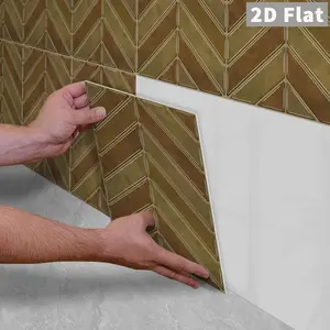 10PCS/Color Box GST Caramel Brown Vintage Stone Herringbone PE Foam Tile Stickers, Waterproof Oilproof Shock & Wear Resistant, Peel & Stick on Smooth Surfaces for Bedroom Kitchen Bathroom School Office Home & Commercial Wall Renovation Decor