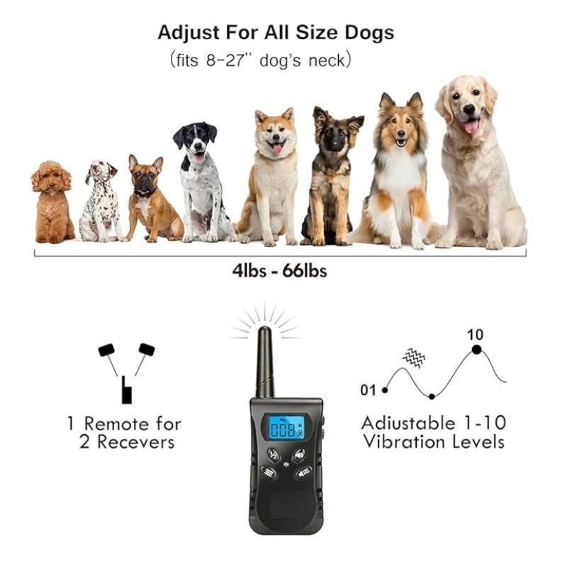 Vibrating Dog Collar, 1 Set Rechargeable & Waterproof Dog Training Collar with 2 Receivers, Training & Behavior Aids for Dogs