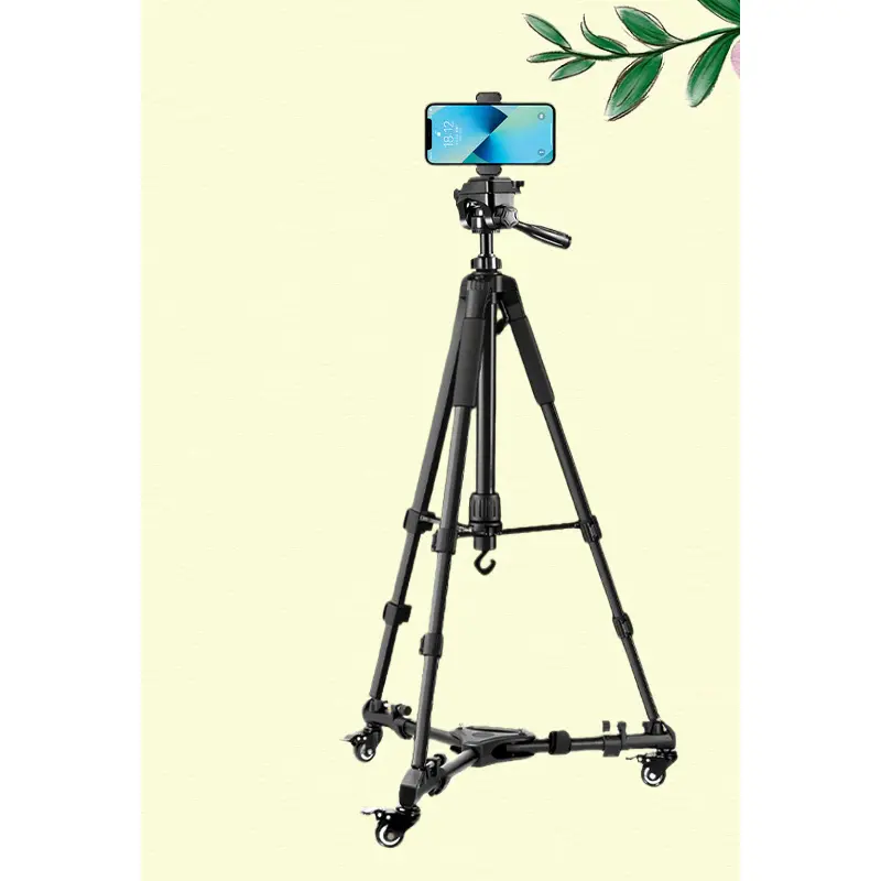 Wheeled Floor Tripod Stand Universal For Mobile Phones And DSLR Cameras For Live Streaming Video Shooting And Short Film Recording