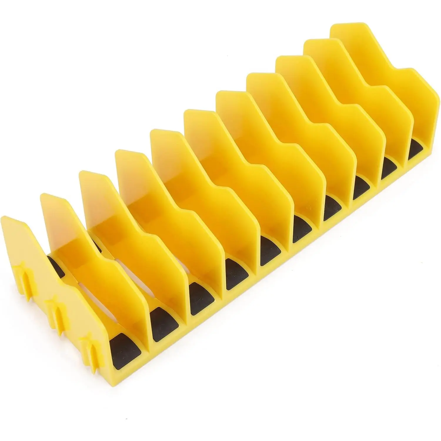 Plier Organizer Rack, 10-Slot Pliers Cutters Rack with Non-Slip Rubber Base, Tool Drawer Toolbox Organizer and Storage, Extendable Design, Fit 3” H, 1 Pack, Yellow