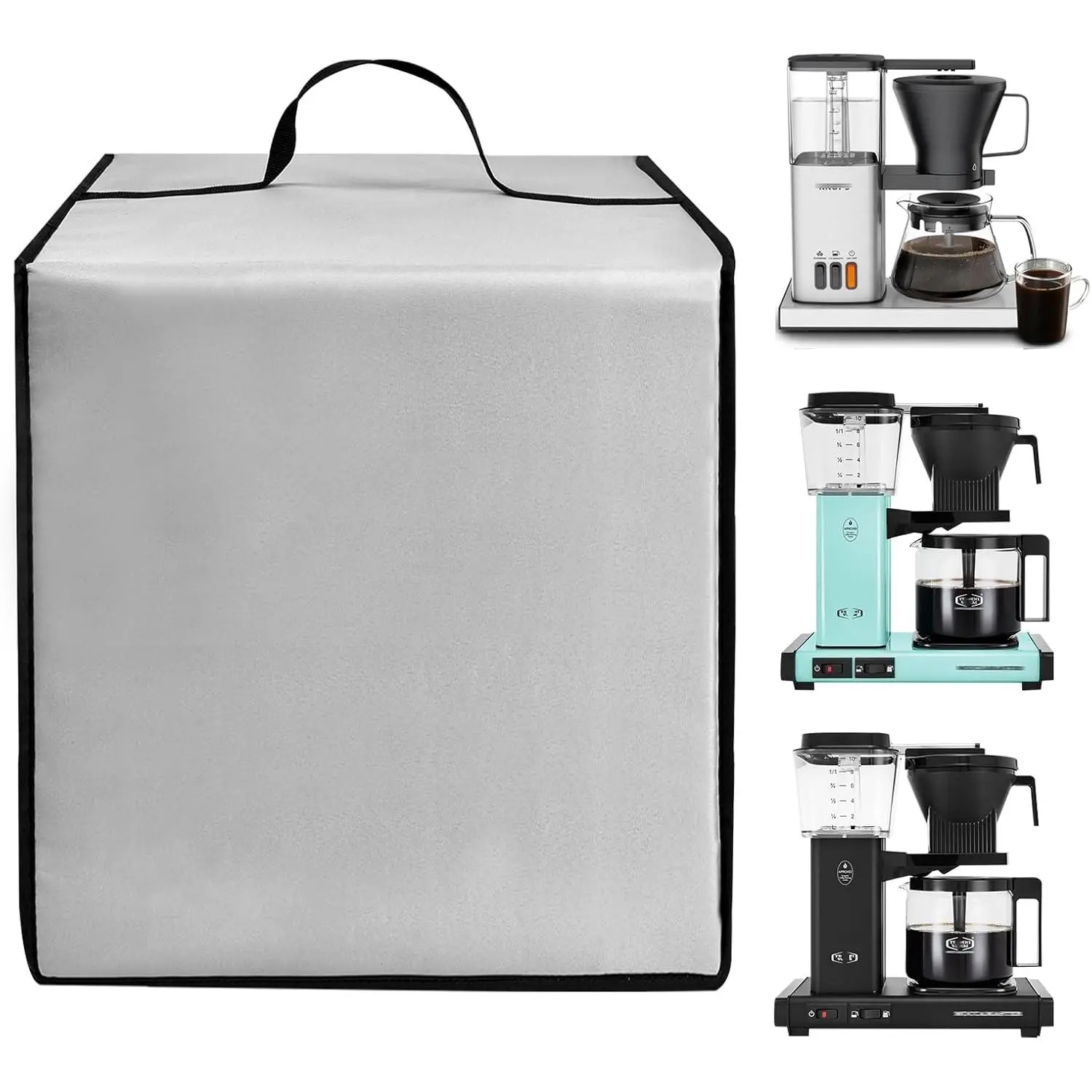 Heavy Duty Waterproof Nylon Silver Dust Cover for Drip Coffee Maker KM911AU0 Espresso Machine 53930 Kitchen Protective Cover Accessories