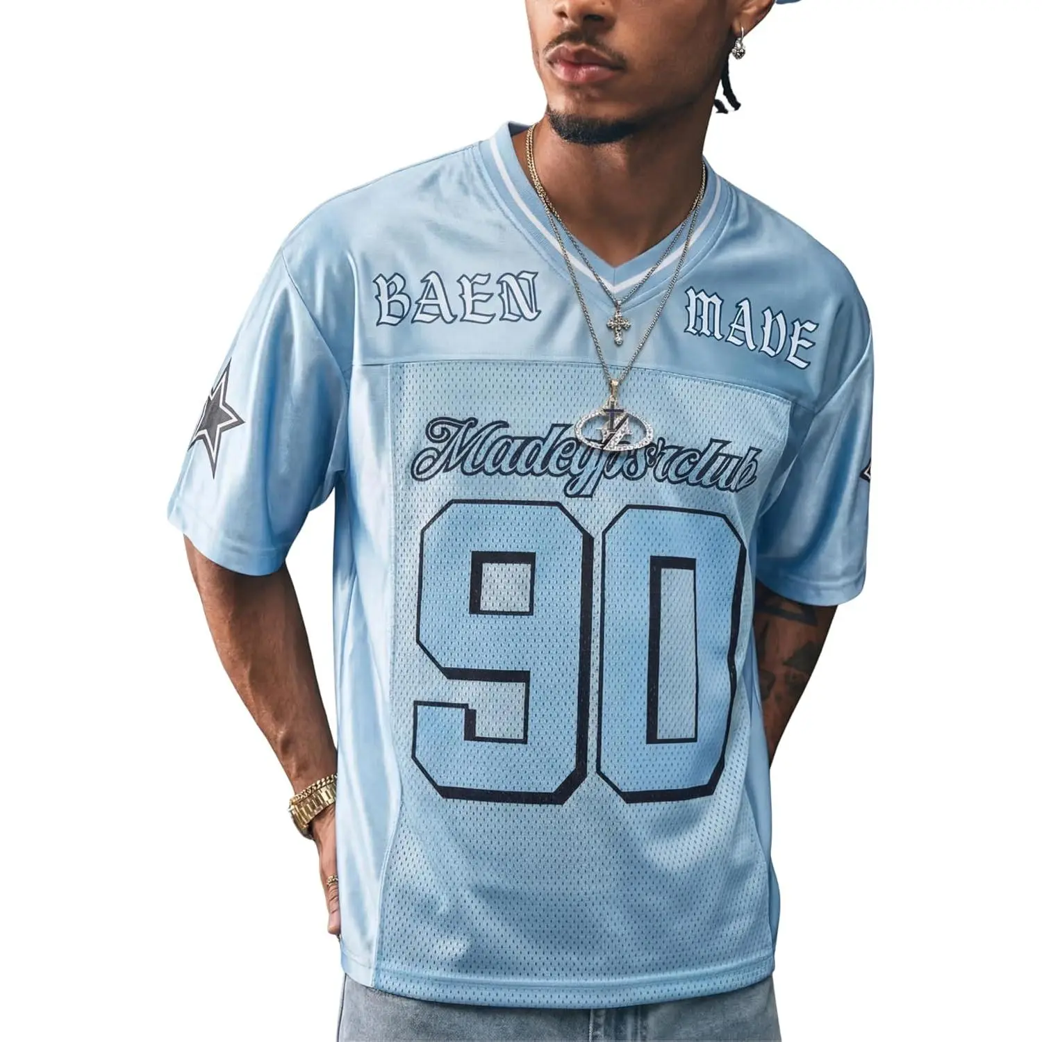 Vamtac Mens Jerseys Graphic Tee Shirts V Neck Short Sleeve Tops Vintage Baggy Summer Jersey 2026 Trendy Y2k Tshirts