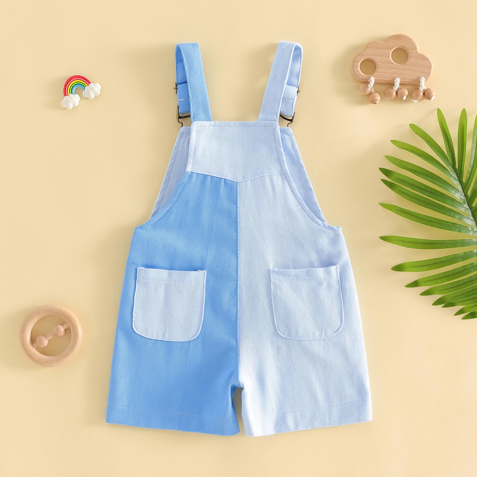 Imcute 90's Style Toddler Overalls Shorts Babby Boy Girl Suspender Romper Contrast Color Sleeveless Jumpsuit with Adjustble Shoulder Strap Shorts