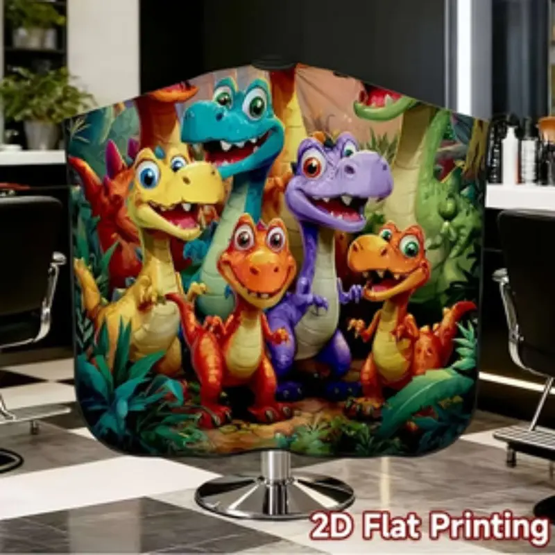Cartoon Dinosaur Print Barber Apron, Cute Sofa Barber Wrap, Fashion Hair Salon Cape, Suitable for Salons and Home Use, 2 Sizes Available, Haircare