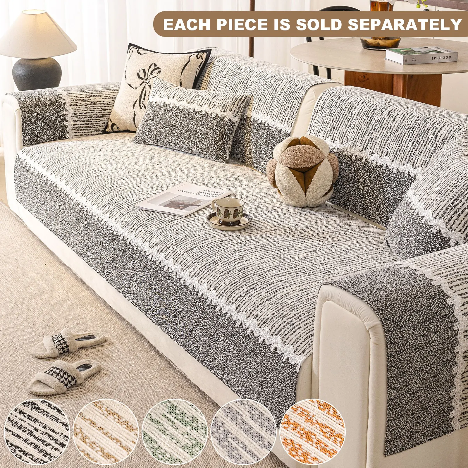 Elegant Chenille Embroidered Luxury Dust-Proof Sofa Pad, All-Season Universal Decorative Sofa Protector Cover, Durable & Pet-Friendly, Dustproof Sofa Protector, Couch Sofa Protector