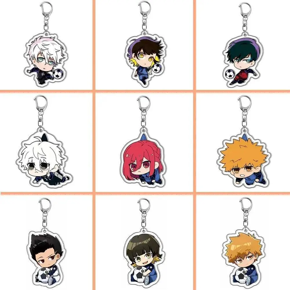 Blue Lock Anime Keychain Cartoon Isagi Yoichi Chigiri Hyoma Acrylic Keyrings Bag Tag Baji