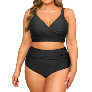 Yonique Women's Plus Size High Waisted Bikini - Two Piece Swimsuit Tummy Control Bathing Suit Twist Swimwear