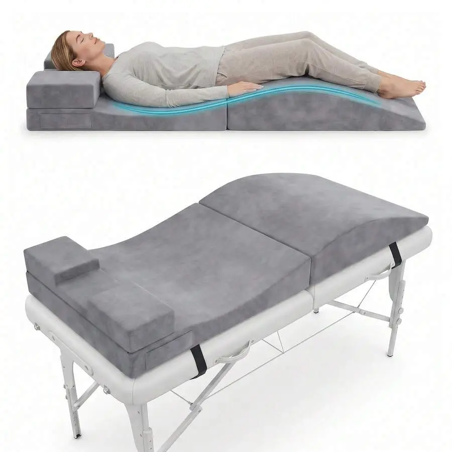 Foldable Lash Bed Topper With U-Shaped Lash Pillow, Ergonomic Curved Foam Cushion Eyelash Extensions, Facial, Massage, Tattoo & Skincare Treatments, Density Mattress Pad With Adjustable Straps, Non-Bottom & Side Storage Pockets