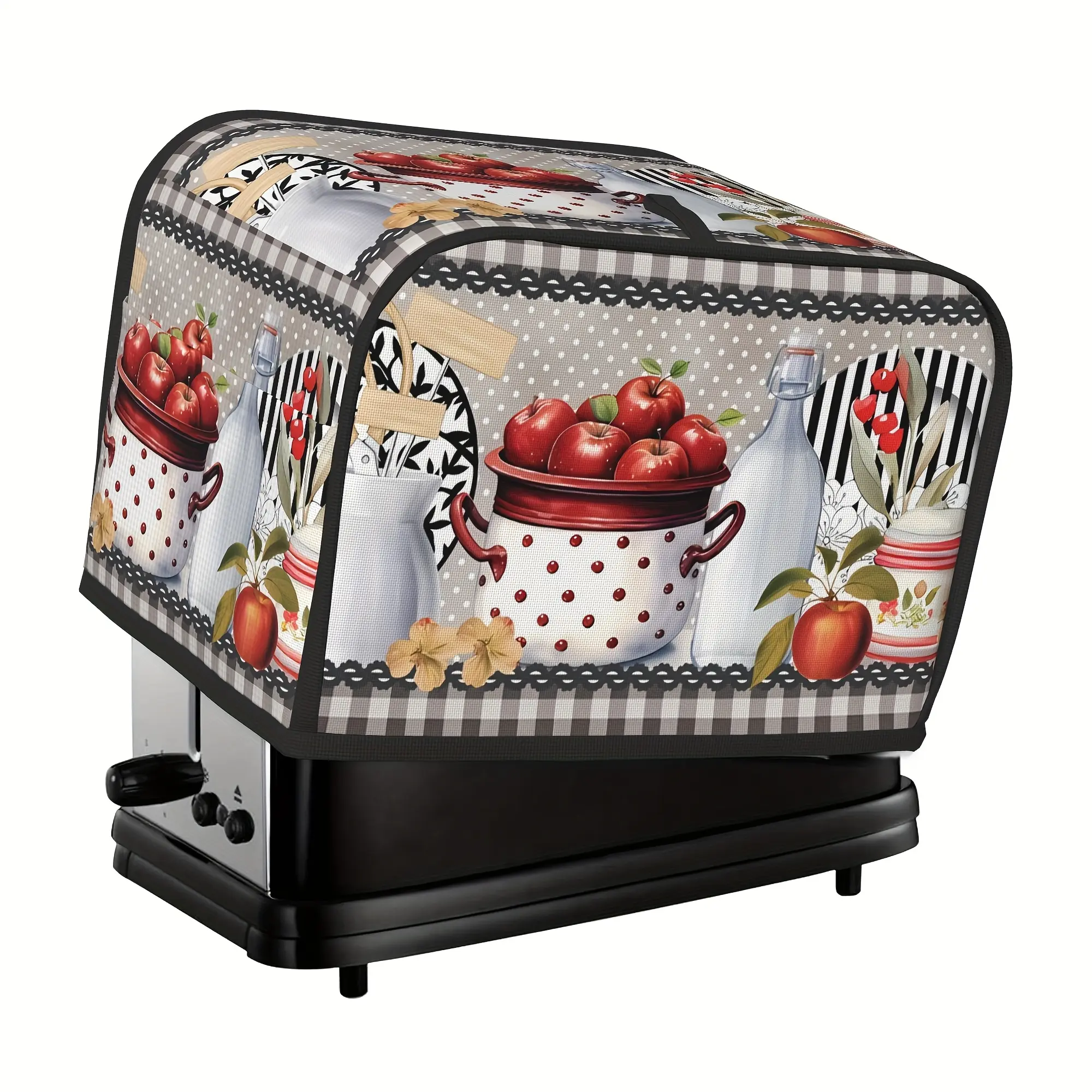 1pc Farmhouse Red Fruit 2/4 Slice Toaster Cover, Kitchen Art Print Toaster Dust Cover Oven Bread Maker Protective Cover for Small Kitchen Appliances