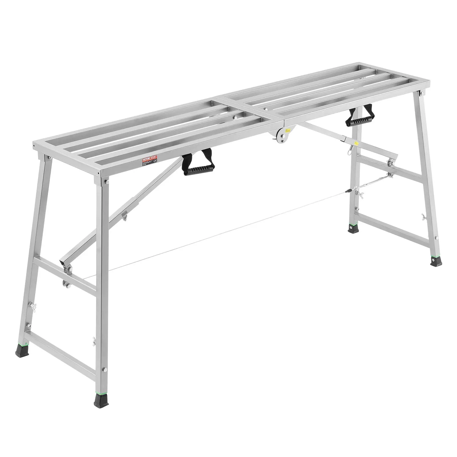 【toolupgrade】VEVOR Work Platform, 4 Gear Adjustable Height, Folding Alloy Steel Step Ladder, Portable Scaffolding Platform, 800 lb Load Capacity, Non-Slip Rubber Feet, Drywall Painting Stool, Cleaning Washing