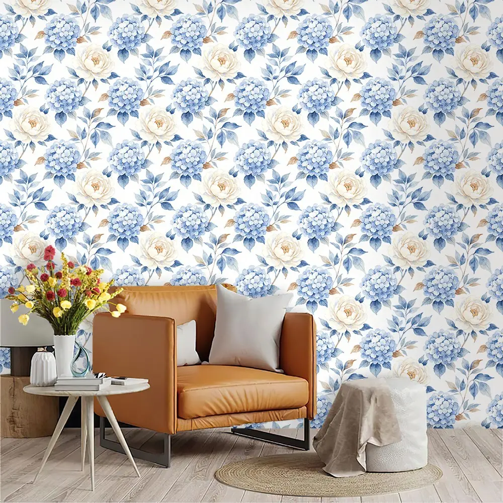 Watercolor Hand-Painted Wall Paper, Mauve Color, PVC Material, Easy Peel & Stick, Ideal for Living Rooms, Kitchens, Bedrooms, Walls