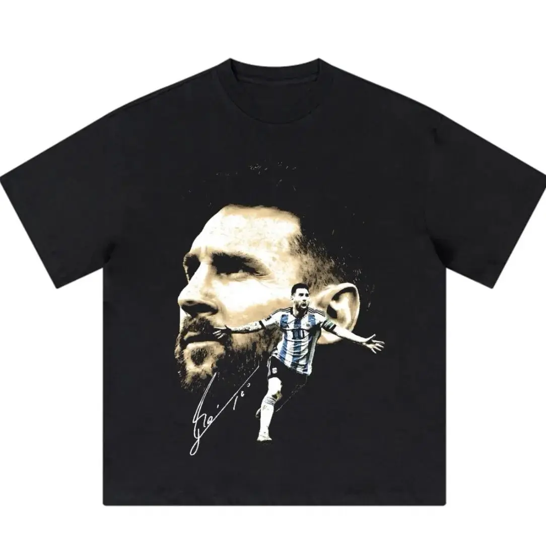 Women's Big Head M10 Messi Vintage Graphic T-Shirt - Unisex Basic Cotton Comfort All Seasons Streetwear, Twist Design Soccer Sport Merch, Valentine's Day Thanksgiving Gift For Fans, Valentines Day, Messi Image Women's T-Shirts
