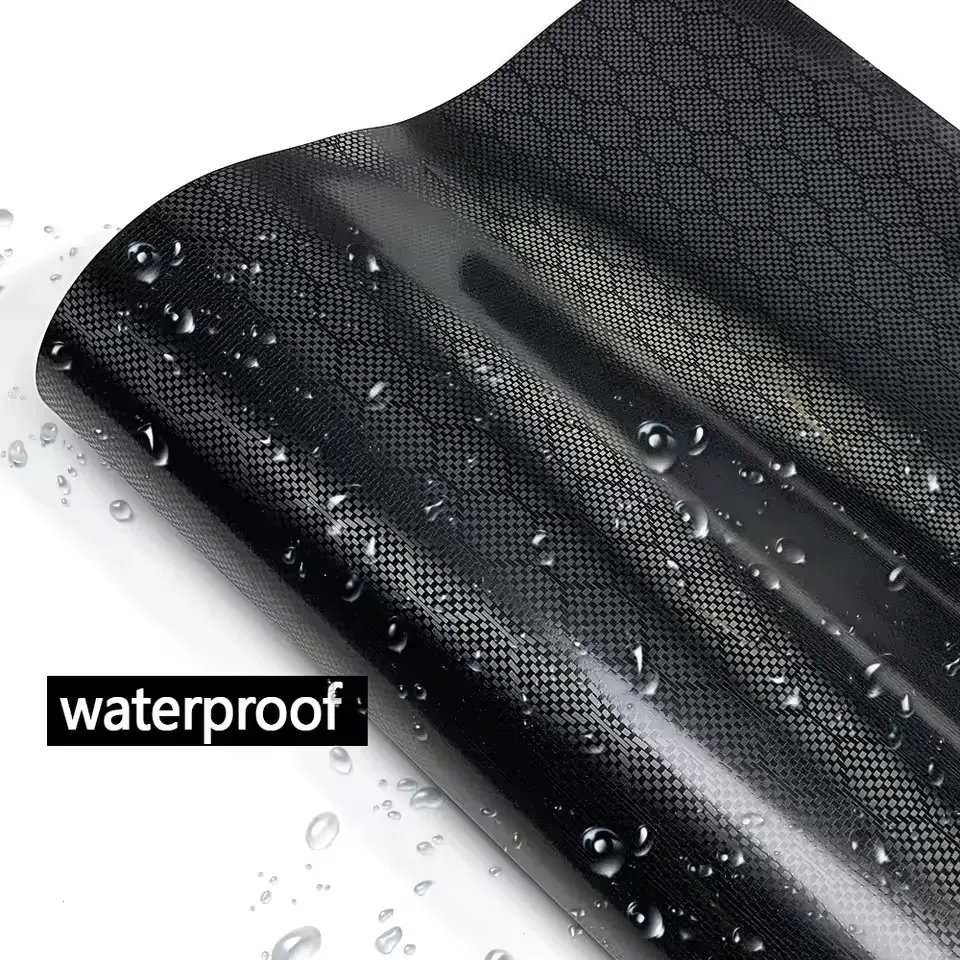 PET Liner Black Hex Carbon Honeycomb Carbon Metallic Vinyl Wrap Film With Air Release Self Adhesive DIY Car Motorcycle Bicycle Decoration Sticker Decal