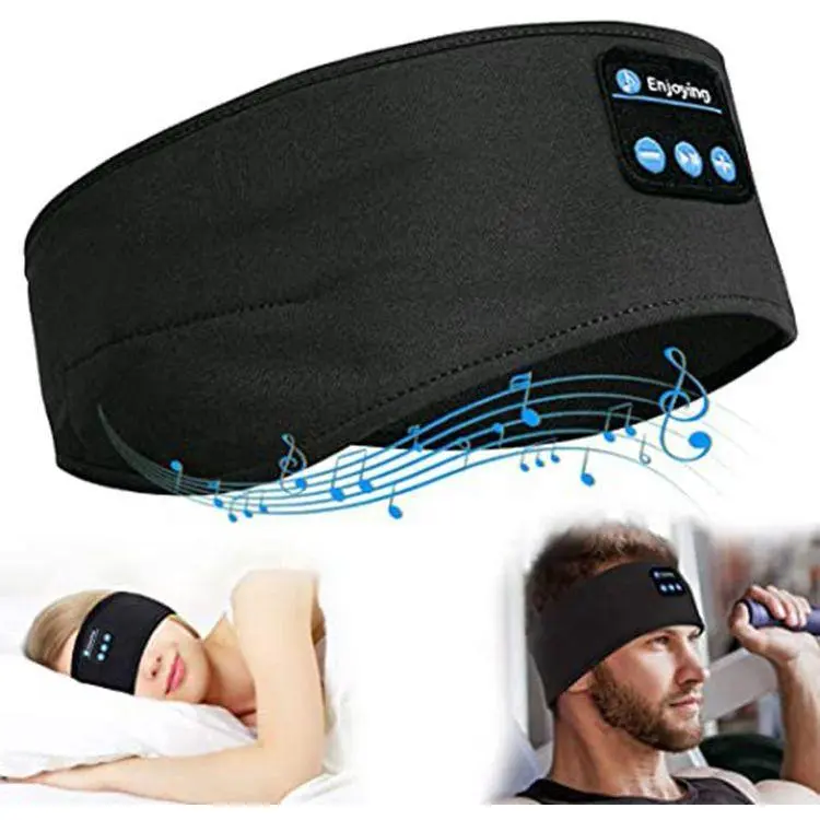 Unisex Sports Headband Sleep Headphones - Soft Breathable Mesh Fabric, Ultra-Thin Wireless Speakers, Music Eye Mask, Android/iOS Compatible, Built-In Control Module, Over 10h Playtime for Gym & Selfcare