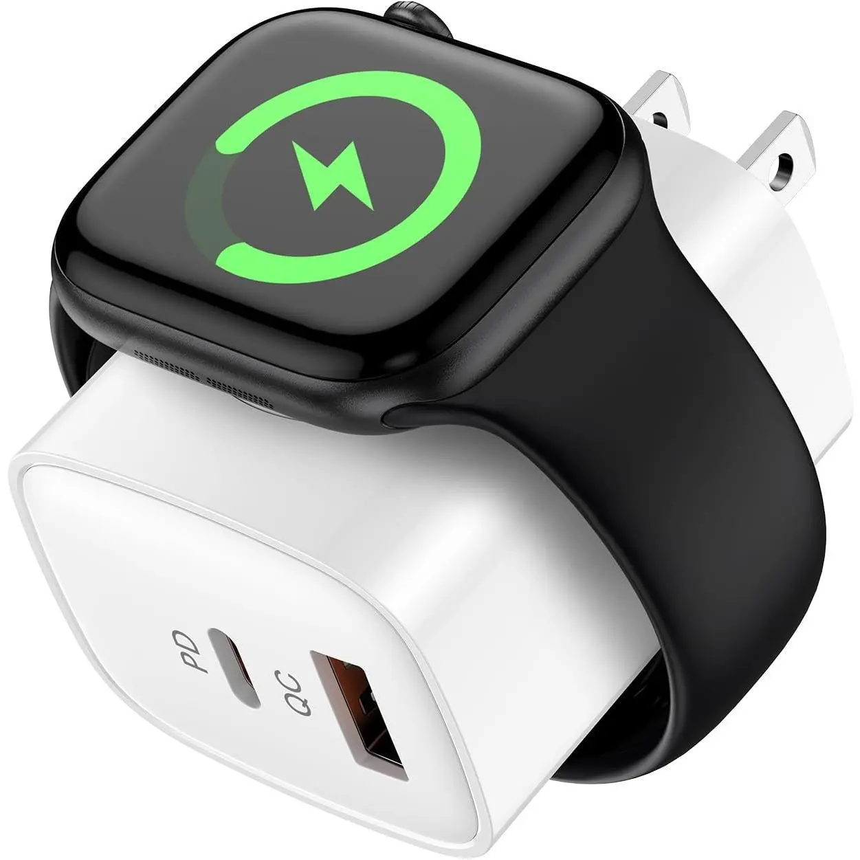 20W for iPhone Charging Block with Built-in Watch Charger, 3 in 1 iWatch Series 11 10 9 8 7 6 5 Wireless Charge Cube PD+ QC Fast Charging Wall Plug for iPhone 17 Air 16 15 14 13 12 11