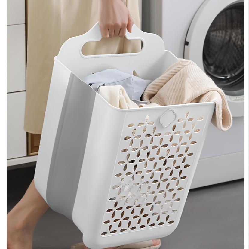 Foldable Laundry Basket, Wall Mounted Storage Basket, Modern Durable Plastic Storage Basket for Clothes, Toys, Snacks, Fruits