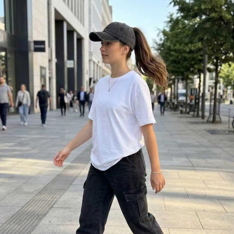 1pc Retro Washed Backless Baseball Cap for Women,Summer Outdoor Sports Ponytails,Stylish and Versatile Sun Hat for Daily Wear