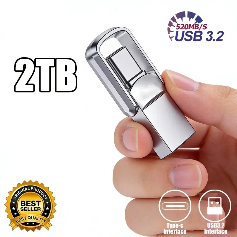 2026 USB Adapter Flash Drive 2TB 3.2 Type C PenDrive Memory Stick 2TB Pen Drive Flash Disk for PC Smartphone Storage U Disk