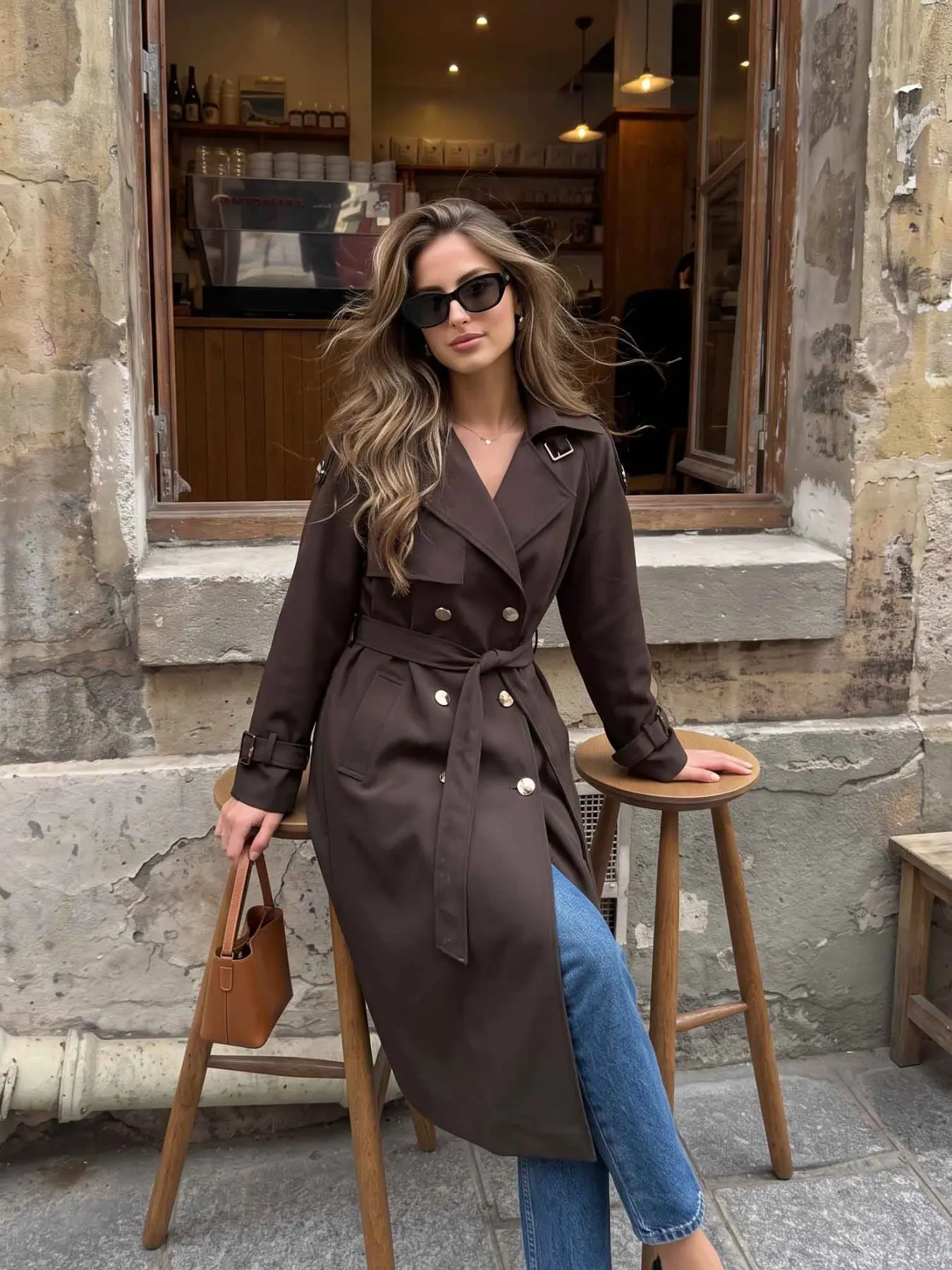 2026 Fall Winter New Classic Aesthetic Oversized Large Lapel Double Button Medium-Length Elegant Coat for Women, Stylish Outerwear for Autumn and Winter