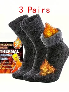 3 Pairs Ultra-Thick Fuzzy Winter Socks for Men, Comfortable and Soft Christmas Gift, Long Socks for Women, Warm and Absorbent