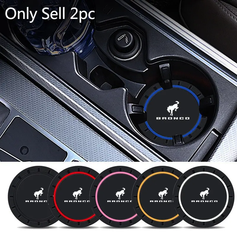 2Pcs 7cm Silicone gel Car Coasters Water Cup Slots Non-Slip Mat Water Cup Pad For Ford Bronco Sport ST RS STLine Focus MK2 MK3 MK4 Mustang GT SHELBY Mondeo Auto Interior Accessories