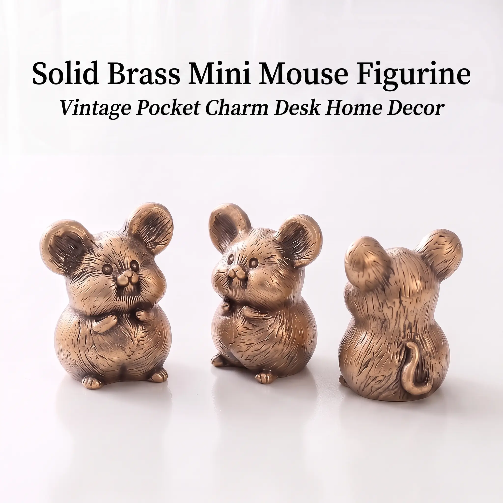 Creative Brass Cute Adorable Mouse Desktop Decoration, Desktop Statue, Home Office Desk Ornament, Unique Gift Idea, Decoration Figure, Decorative Figurine for Study Room, Home Decor Ornaments-YY0