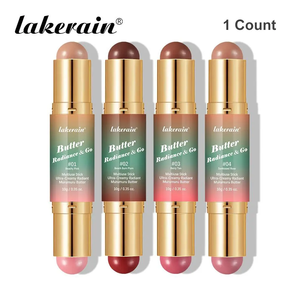 Double-Head Butter Blush Stick, 2-in-1 Creamy Silky Bronzer & Blush for Face, Eyes & Lips, Buildable, Blendable & Multi-Purpose Makeup for Contouring, Highlighting & Natural Glow, Facial Makeup, Cosmetic Product, Beauty Cosmetics, Cosmetics Products