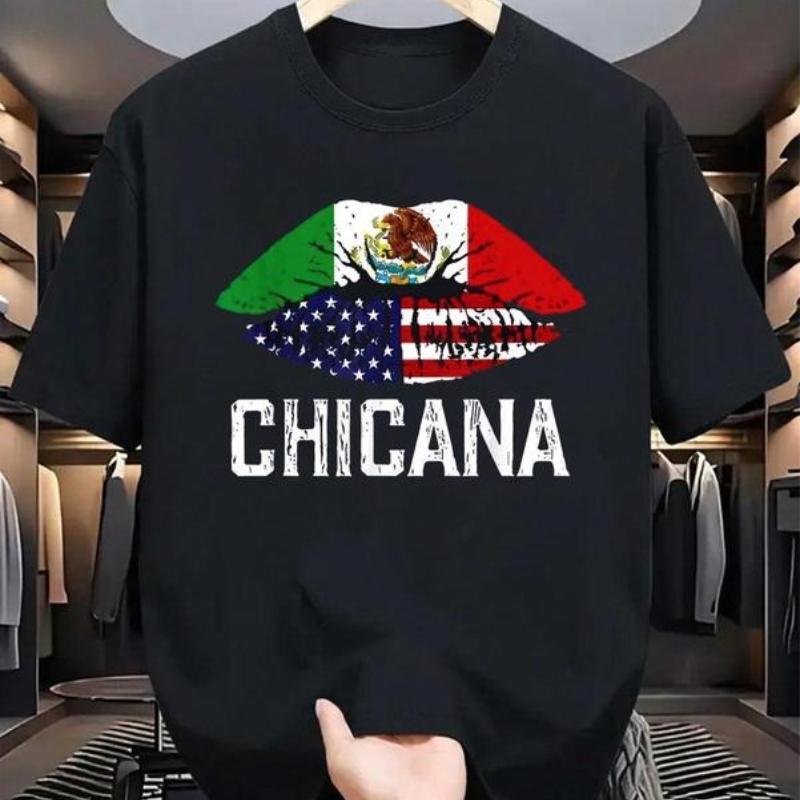 [ Cotton]  Cotton Chicana-Shirt Women Girls Kids Half American Half Mexican T-Shirt, Graphic Tees Men,Summer Tops Casual Crew Neck Cotton T-Shirt Womenswear Birthday T-Shirt For Men And Women