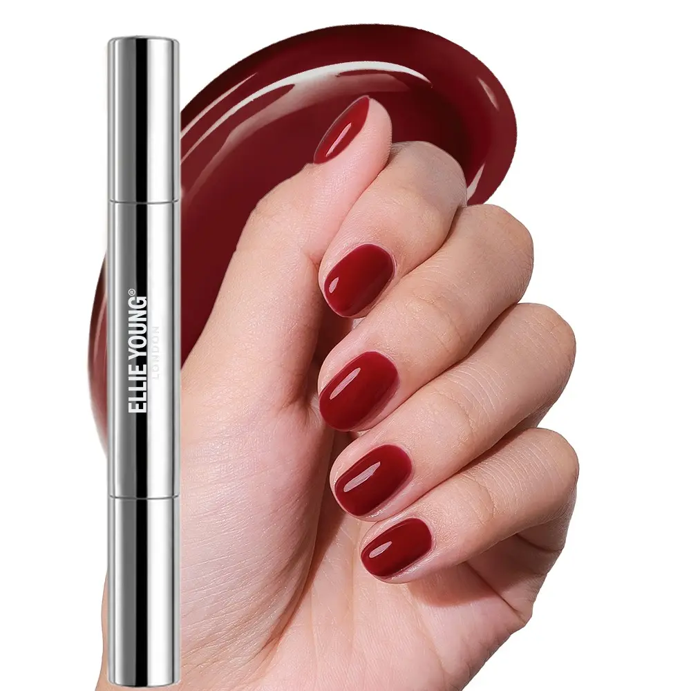 [ Bordeaux ] ELLIE YOUNG One-Step Gel Polish Pen, No Base or Top Coat Needed, UV/LED Gel Polish, Salon-Quality Nails at Home,Pocket Salon, Nail Polish