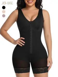 Fajas Colombianas Women Body Shaper Bodysuit Jumpsuit, 3-Row Adjustable Hooks Tummy Control Butt Lifting Shapewear, Waist Trainer Compression Shaper for Daily Wear