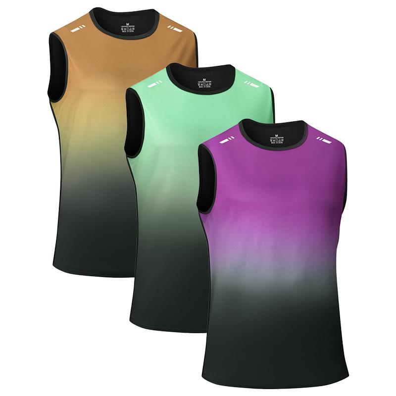 1/3 Pack Men's Gradient Sleeveless Gym Tank Tops, Quick Dry Moisture Wicking Athletic Workout Vests, Summer Casual Streetwear Sportswear Multiple Colors