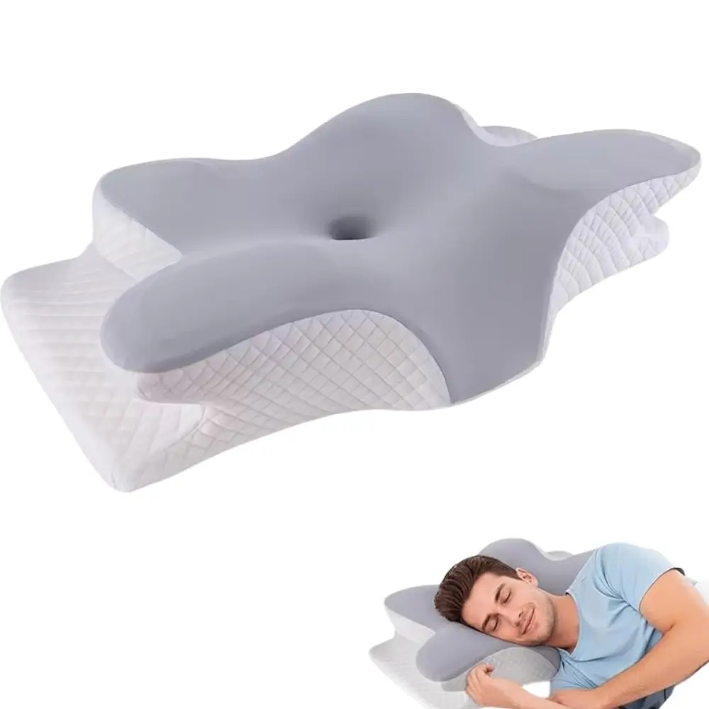 Airplane-shaped pillow for Side Sleepers, Ergonomic Head Support Cushion with Ear Cutout, Soft Contoured Bedding Insert for Adults, Comfortable Sleep Aid for Daily Nap, Breathable Bedroom Decor Accessory, Supportive Head Cushion