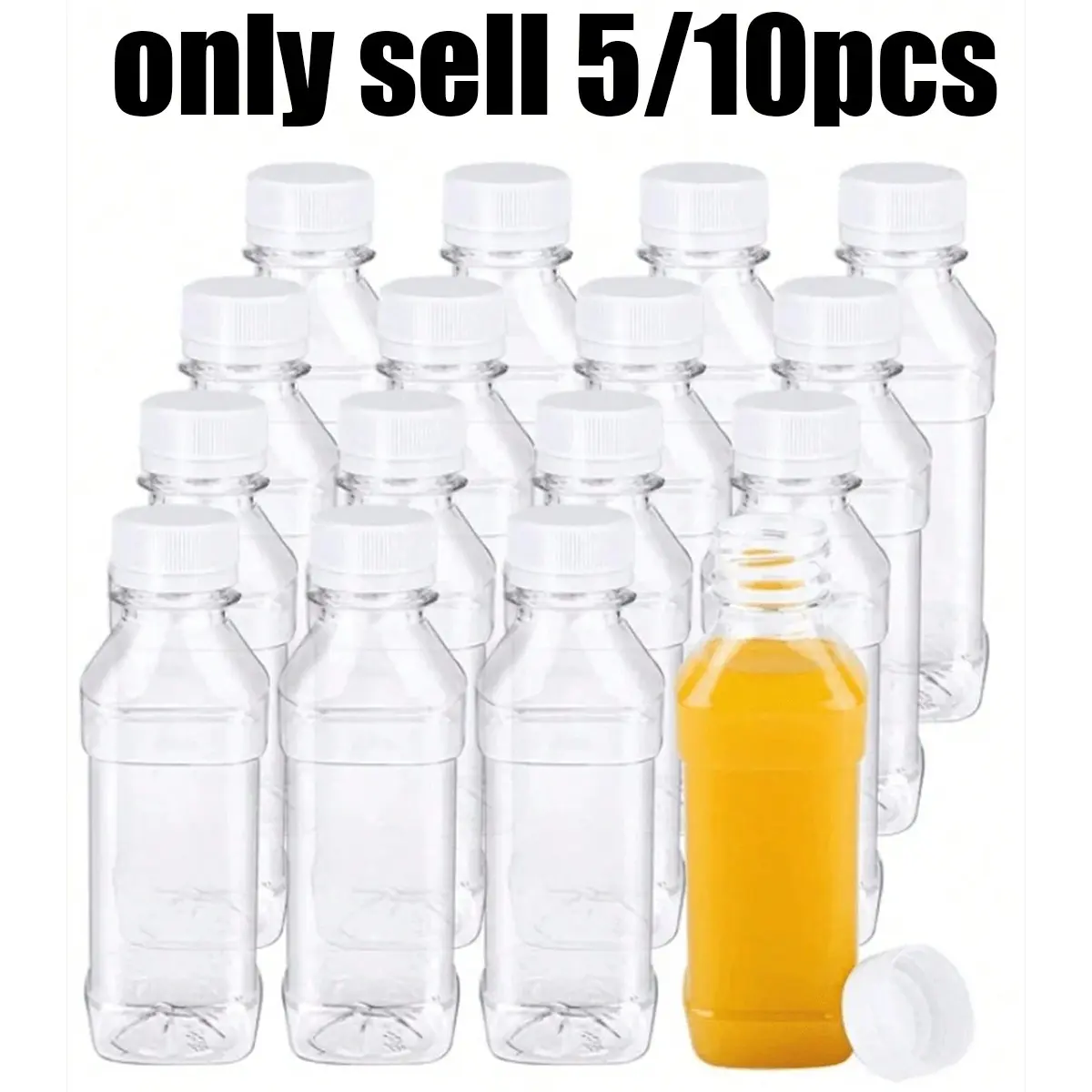 5/10 Pack Water Bottles, Plastic Juice Bottles, Fruit Juice Container, Transparent Large Capacity Drink Containers, Leak-Proof, Ideal for Smoothies, Juices, Milk, DIY Drinks