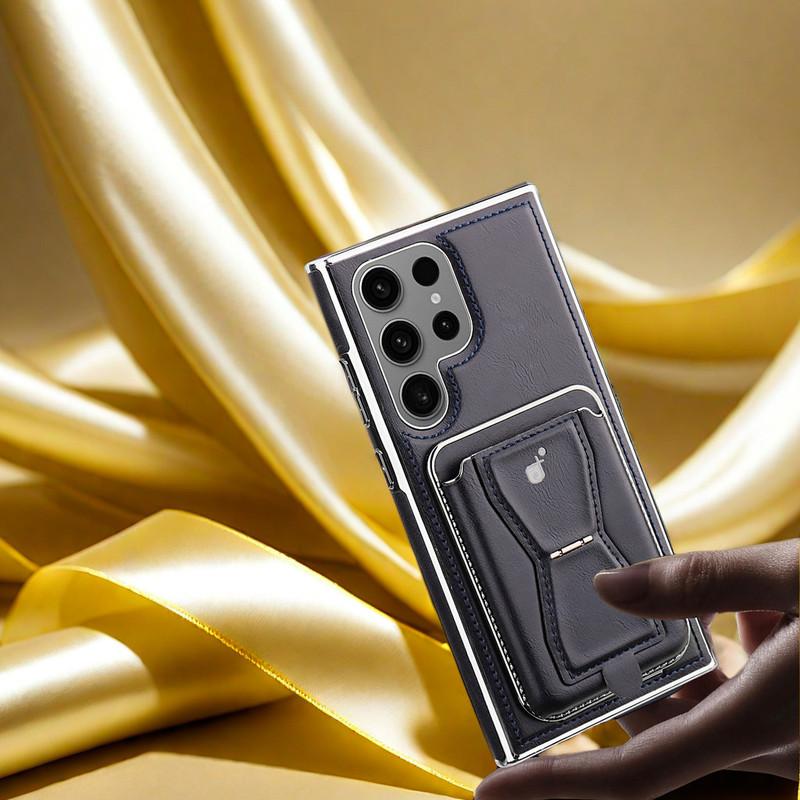 Magnetic Holder Phone Cases for S25/S24 Ultra/S23 Men Business Leather Shockproof Cover NH15