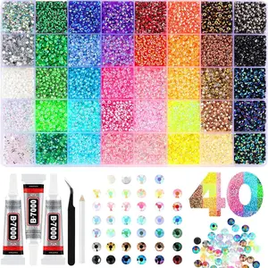 Glass Flatback Nail Art Rhinestones, 3mm Colorful AB Iridescent Gems for Statement Nails, Manicure & Crafts Bedazzling Kit mixed color