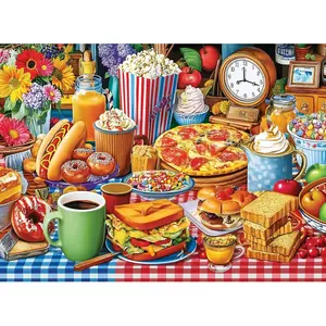 500 Piece Jigsaw Puzzle for Adults – Colorful Food Table with Pizza Donuts Coffee, Delicious Food Puzzle 500 Piece ,Fun Family Game,Gift for Men Women Seniors