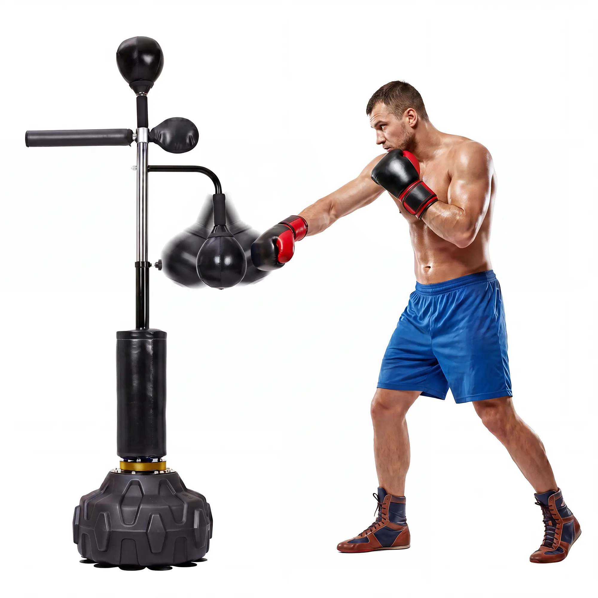Unisex Freestanding Boxing Bar - Height Adjustable Punching Bag Stand with 2 Speed Balls & Swivel Bar, At Home Gym Equipment for Cardio Training, All Sizes Fit Gym Equipment