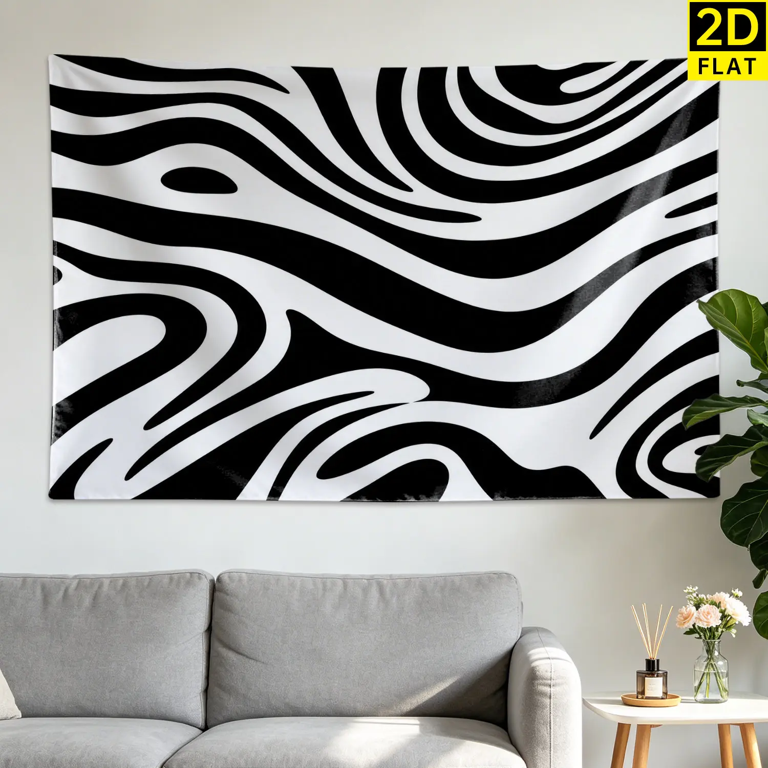 Black and White Abstract Marble Wave Wall tapestry, Large size Printed Horizontal Tapestry blanket, Polyester Fabric Wall Hanging for living room, bedroom, No Installation Required, Indoor, Outdoor, Gift for Family and Friends