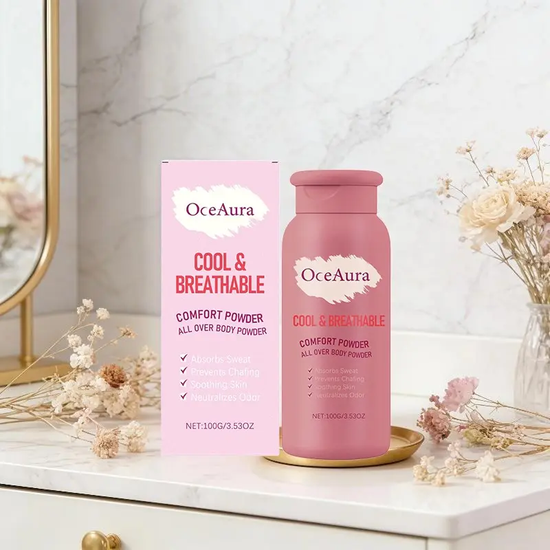 OceAura Body Powder Anti Sweat Armpit Groin Smooth Skin Soothing Comfortable Refreshing Odor Eliminator Anti Chafing Powder 100g