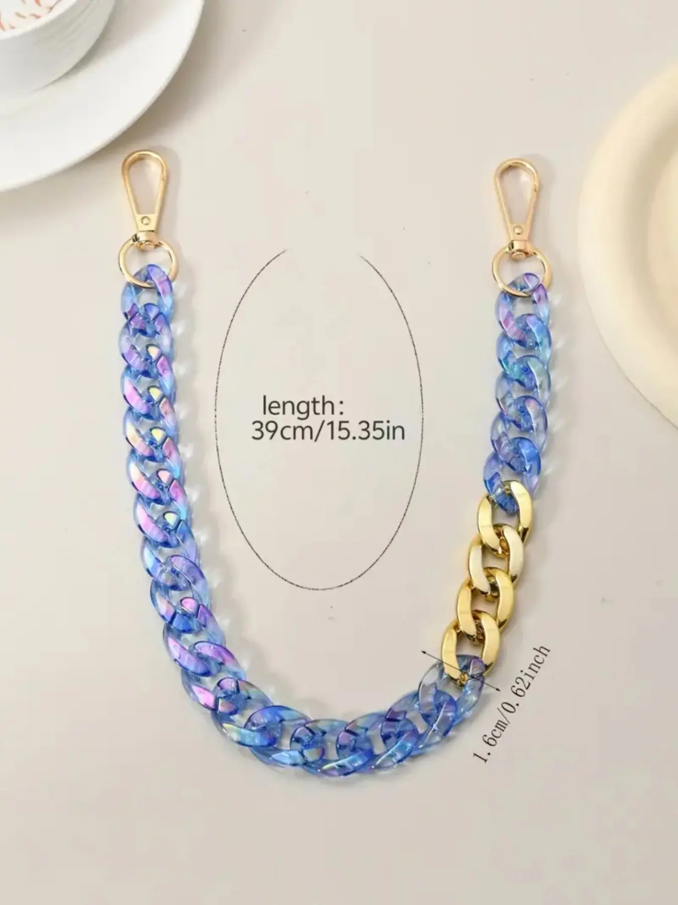 Chunky Gradient Acrylic Handheld Bag Chain, Lightweight Wrist Strap with Metal Clasps, Versatile Bag Charm for Handbags, Purses and Phone Case Decoration