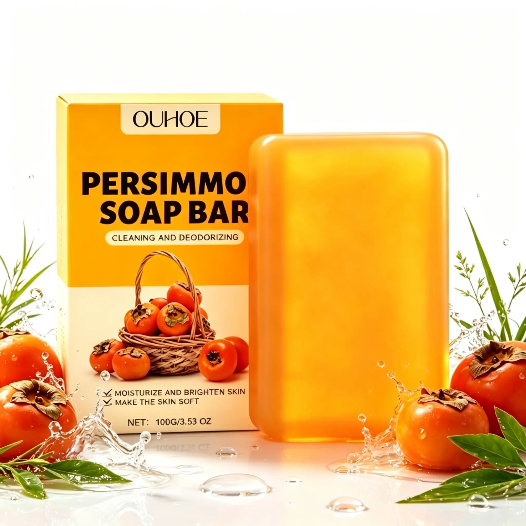 Persimmon Soap Bar for Body Odor Control, Natural Refreshing Body Bar Soap for Old People Smell, Organic Deep Cleaning Body Face Wash Soap for Women & Men All Skin Types