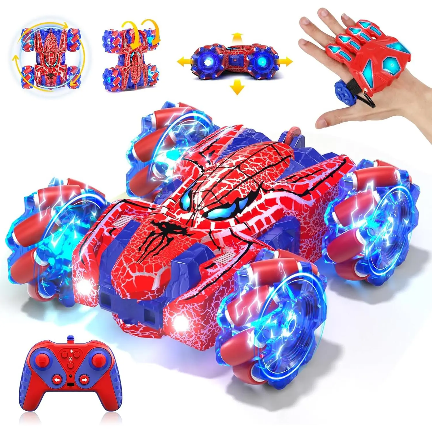 Gesture Sensing Remote Control Car Double Sided RC Cars with Full-Body Light 2.4GHz Hand Controlled Rechargeable RC Stunt Car Toys for Boys Aged 4 to 12