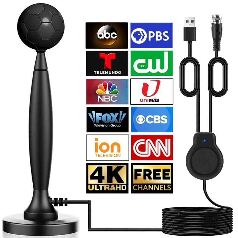 Smart HD Indoor Digital TV Antenna, 360° Wide Range Reception, Supports Local Broadcasts Vhf/uhf/nbc Channels, for 4K 1080P Tvs, Signal Amplifier, Easy Installation