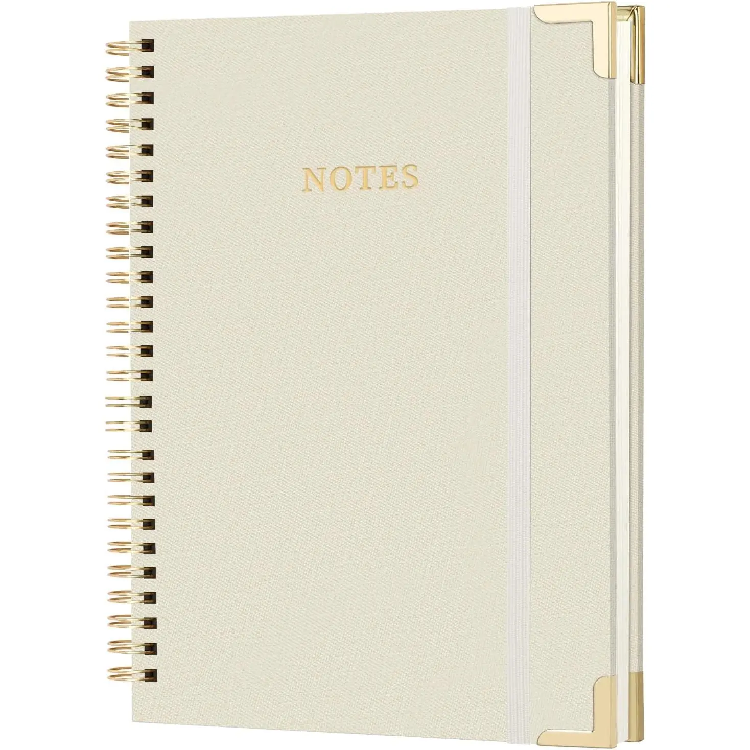 A4(8.5×11'' ) Large Spiral Notebook Journal, 100 Pages 50 Sheets Linen Hardcover College Ruled Journaling For Work & Note Taking Thick Spiral Journal For Writing Daily Journal For Women & Men - White