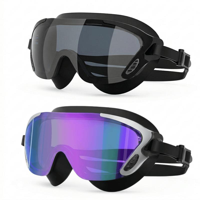 2 Pack Mirrored Large Frame Swimming Goggles Anti-Fog UV Protection Leakproof Swim Eyewear for Men and Women