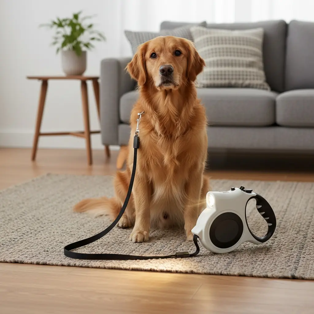 1pc  Retractable Dog Leash with Built-in Lights- Adjustable, Durable PVC Traction Line Small and Medium Dogs- Night Walks and Jogging, Retractable Dog Leash