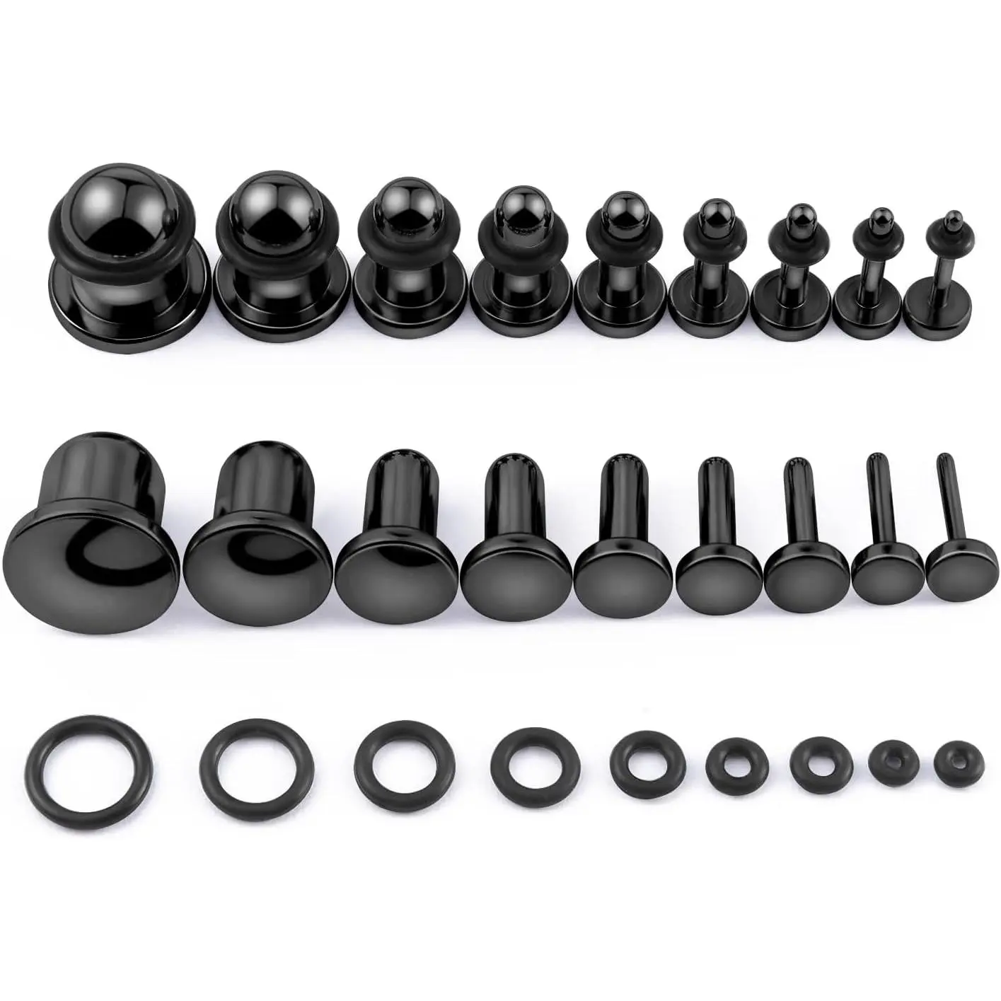 18PCS 14G-00G Ear Stretching Kit Single Flat Top Gauges Plugs Surgical Steel Ear Expander Body Piercing Jewelry, Gauge Earrings, 12G(2Mm), Ear Stretching Earrings