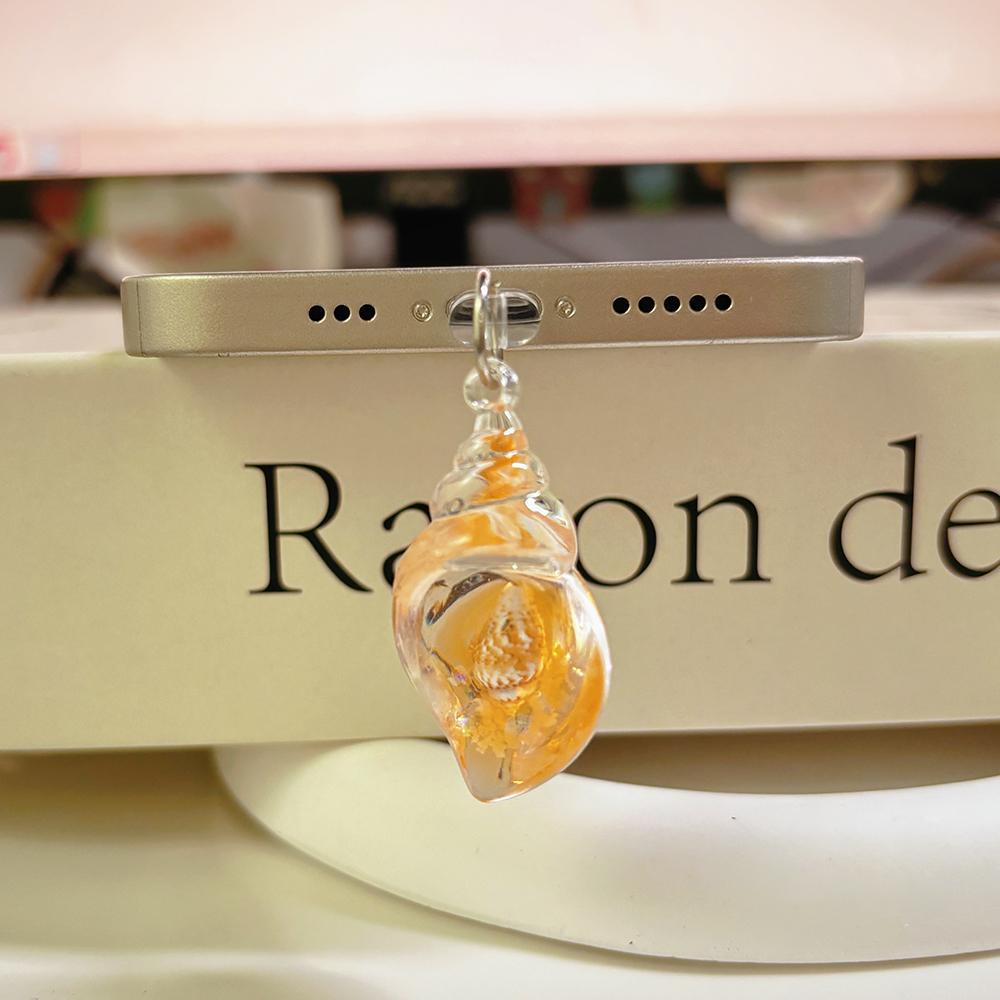 Luminous Shell Design Phone Dust Plug, 1 Count Phone Charm for Women & Girls, Fashion Mobile Phone Accessories for iPhone & Samsung